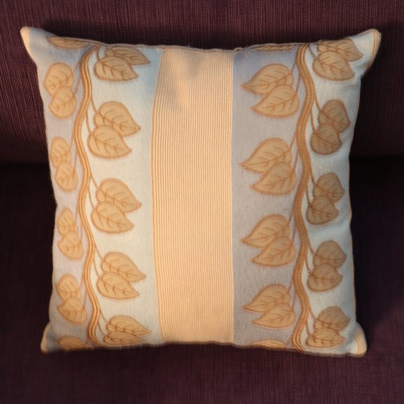 Vine Design PILLOW 11 1/2" x 11 1/2" x 4 light blue tan colors - Picture 1 of 2